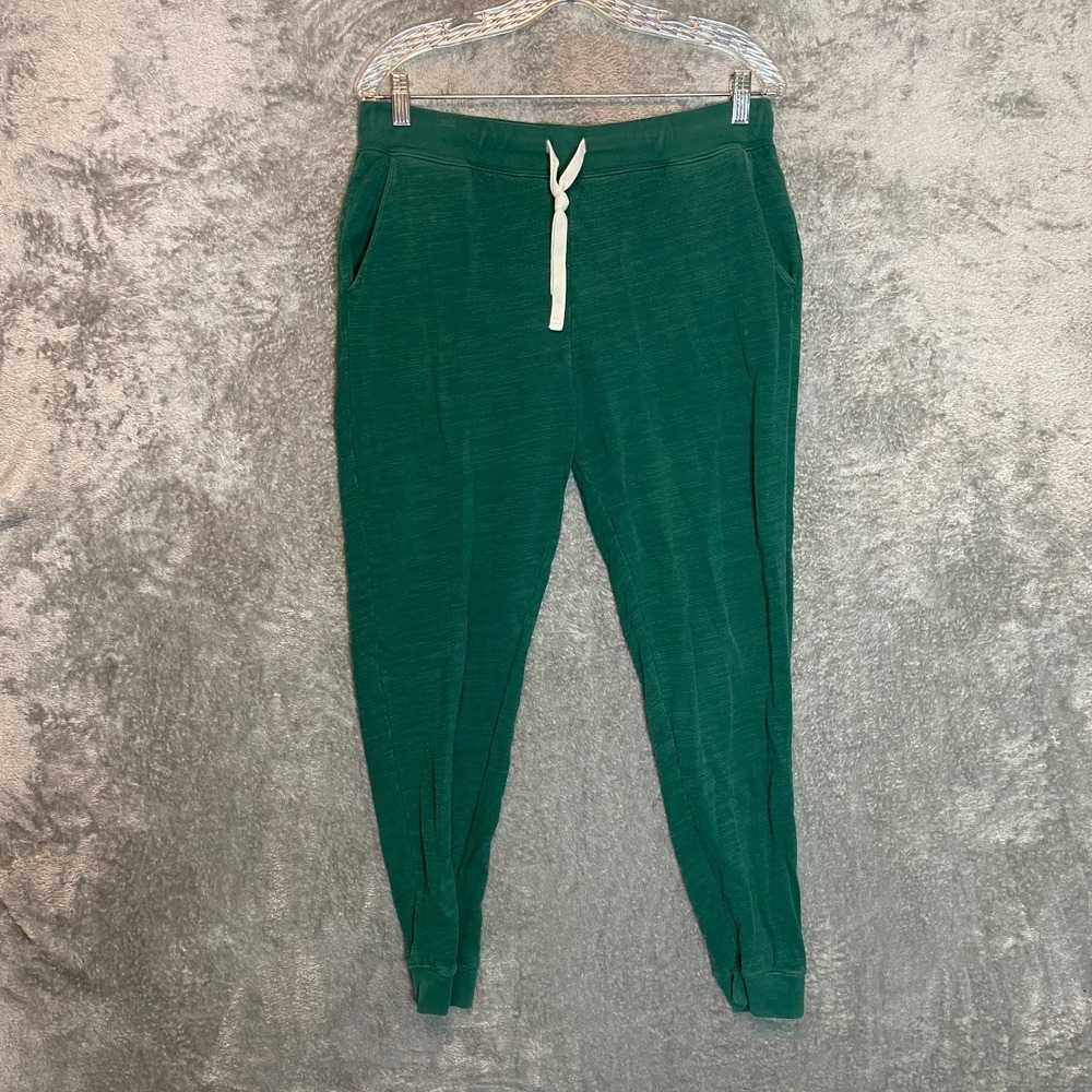 J.Crew Women Vintage Cotton Terry Jogger Pant M Green Relaxed Lounge Travel Soft